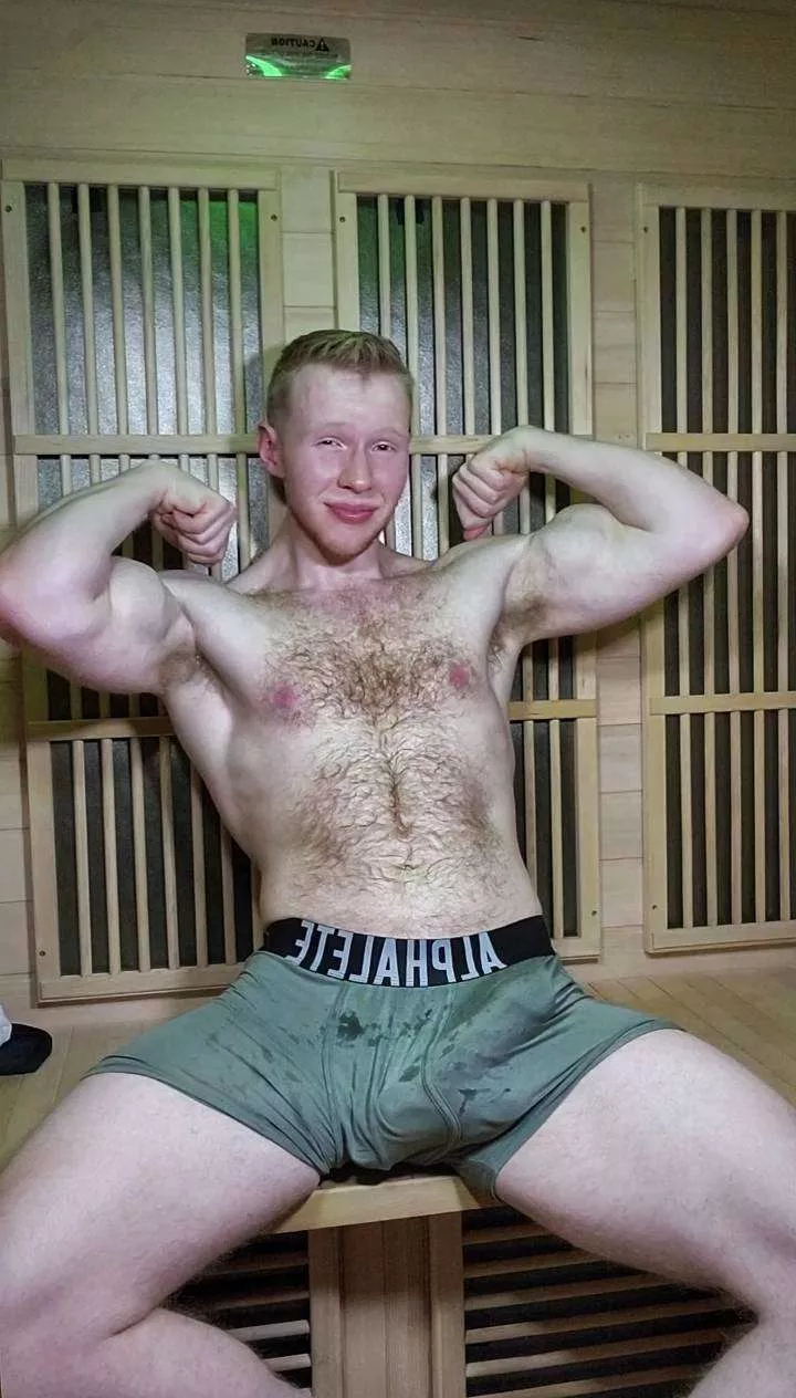 sweating like mad in the sauna, wanna come get a taste? [22]