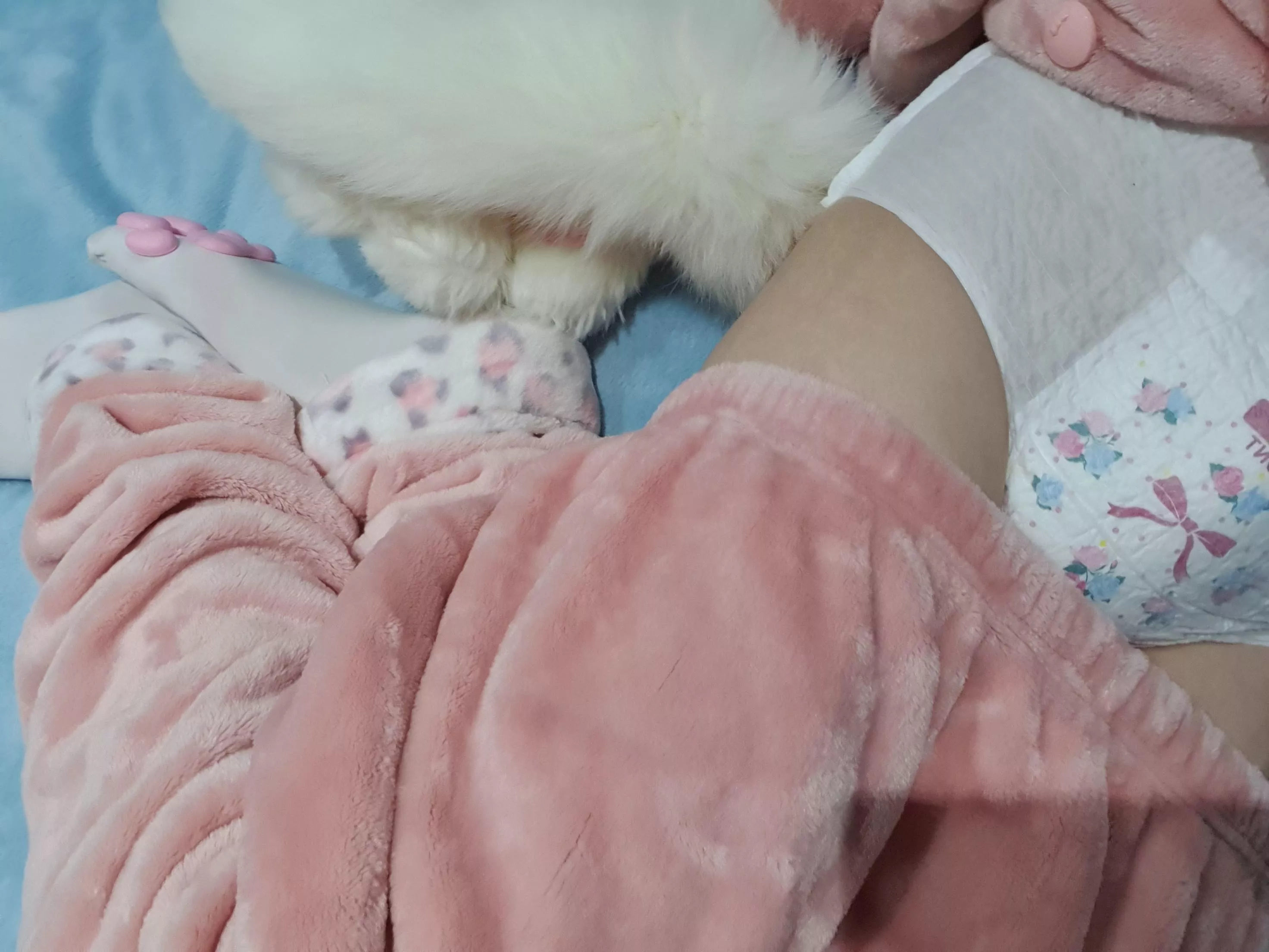 warm, fluffy, diapered, and ready for bed!