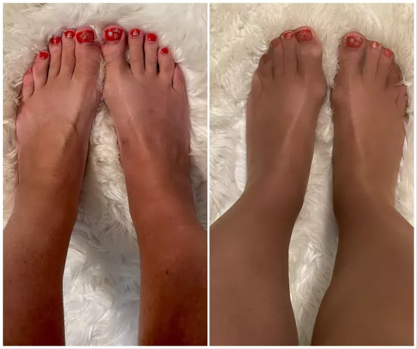 Christmas TGirl Feet - Naked or Clothed?