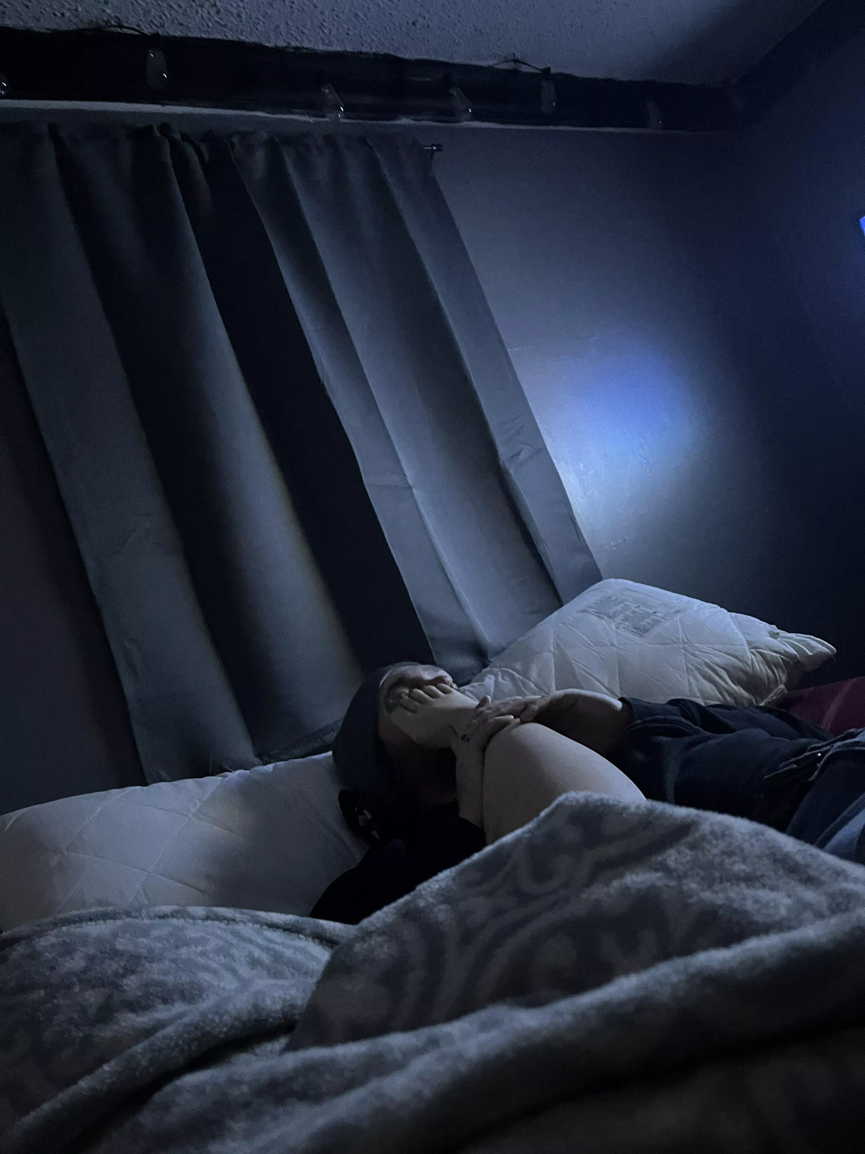 Comfy in my blankets and watching Netflix while he just gets off with his weird kinks.