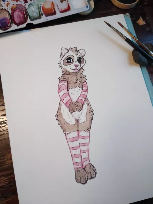 He keeps stealing your socks. [art by me]