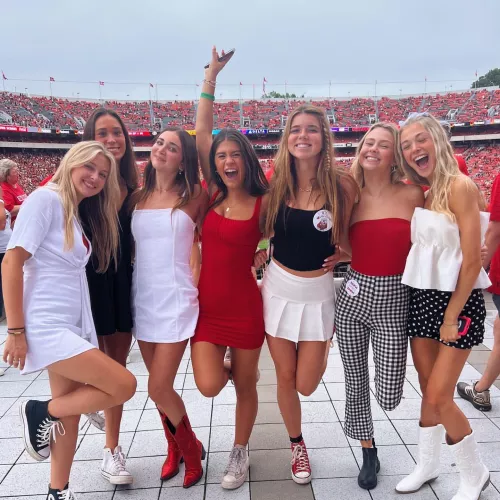 Sorority girls at a football game