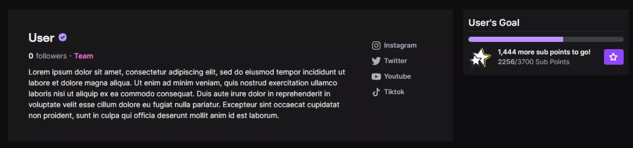 Twitch is testing a new format to display Streamer's Goals next to the About section under streams