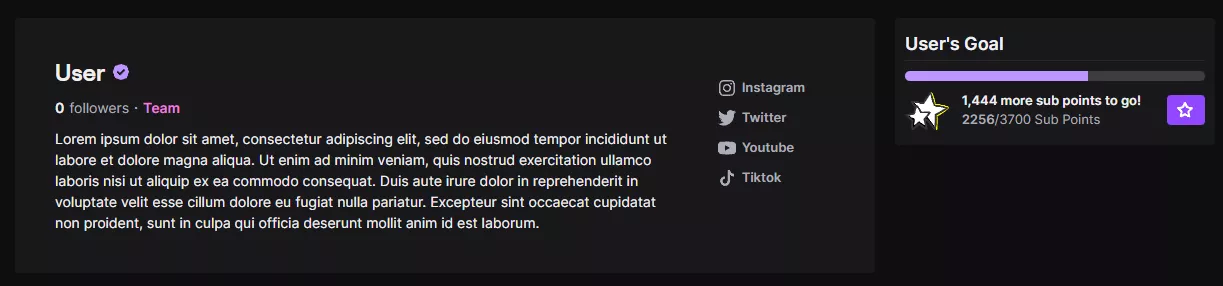 Twitch is testing a new format to display Streamer's Goals next to the About section under streams