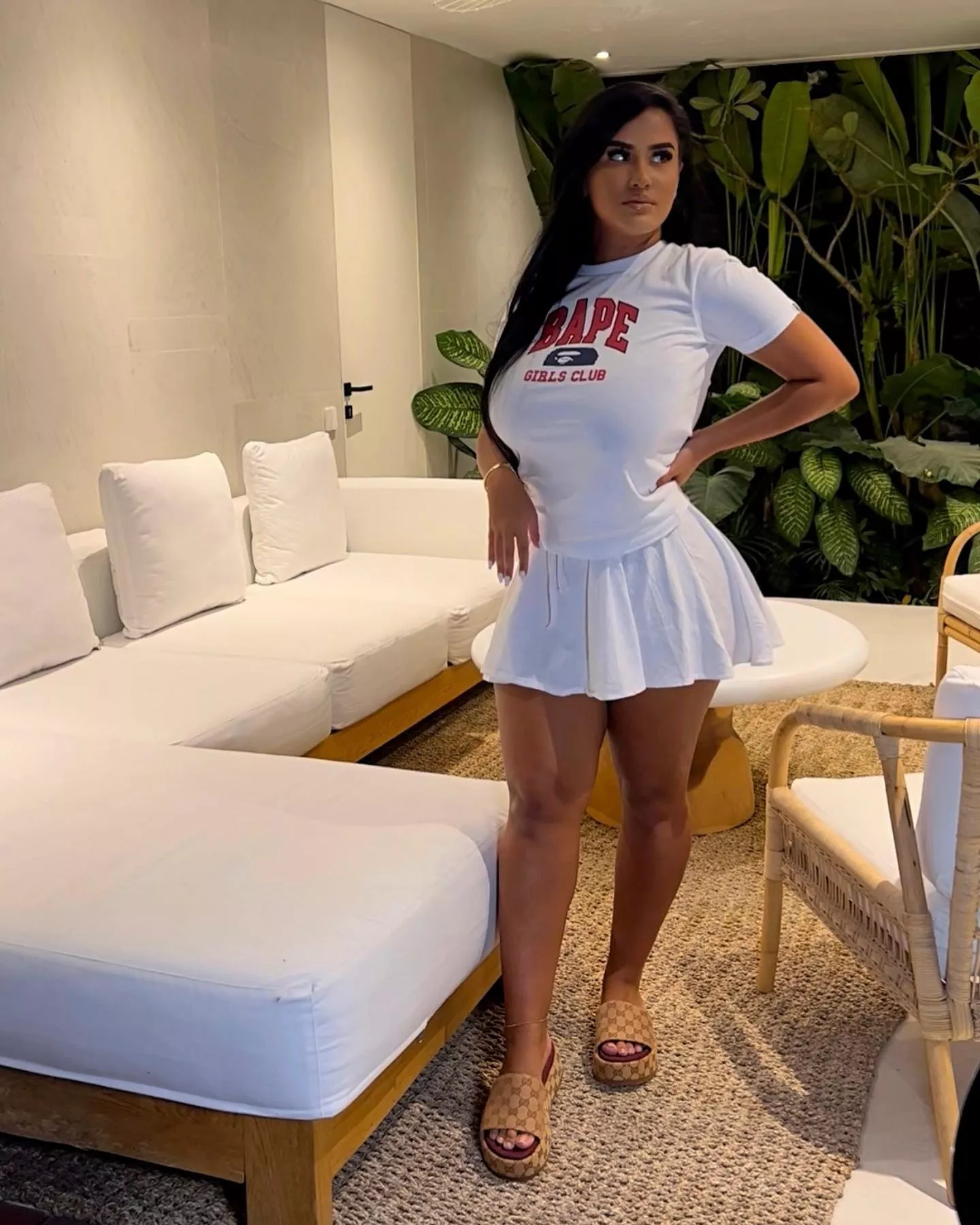 White shirt and little skirt