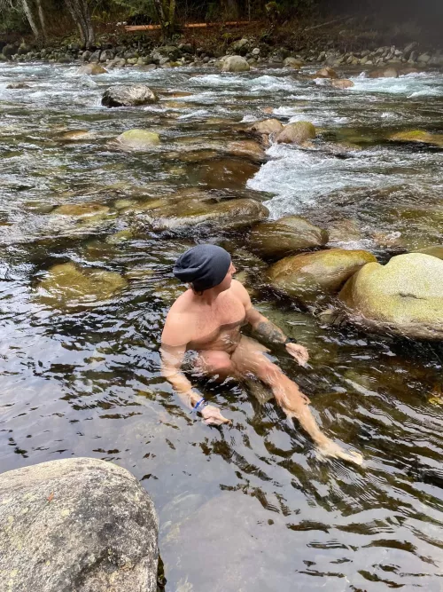 Winter dip in the river