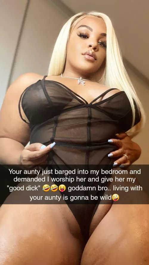 Your aunt is living with you and your roommate for a while and he just sent you this