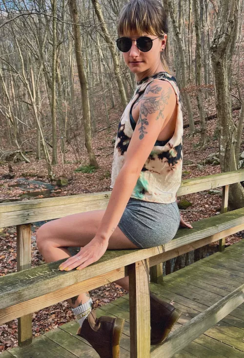 Booty shorts on a bridge