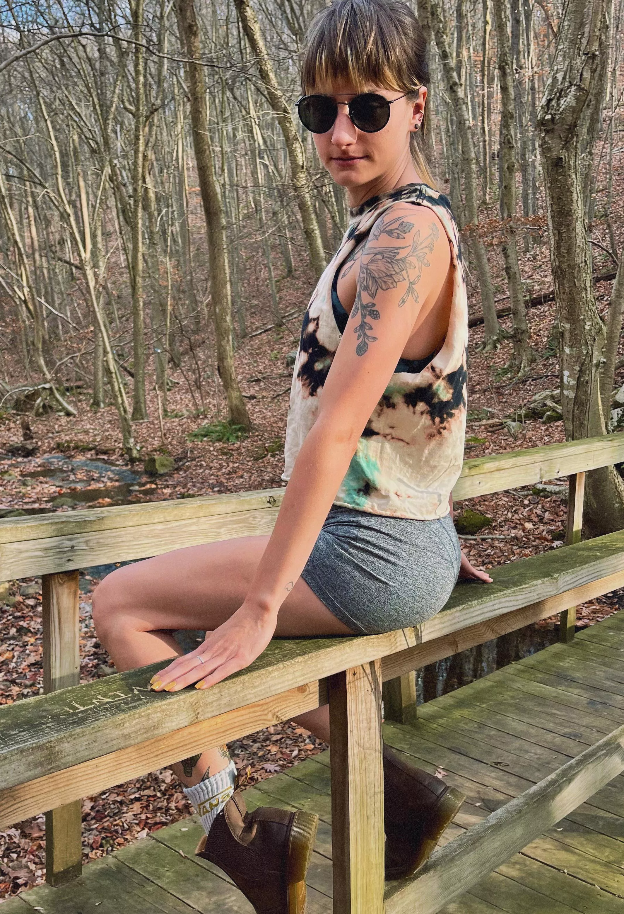 Booty shorts on a bridge