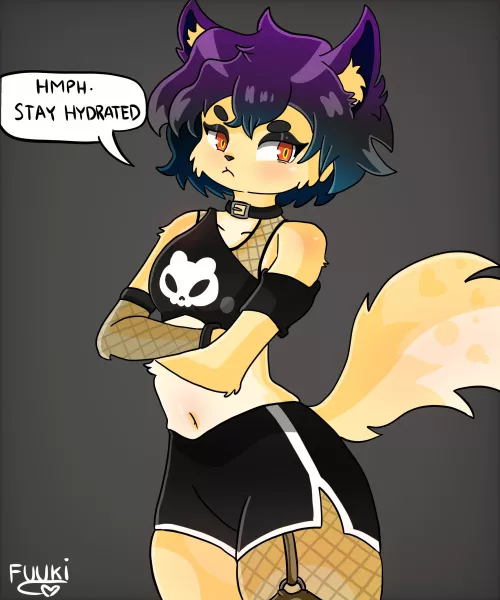 Drew my fursona as a goth~ (Fuuki).