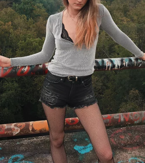 Fishnets & a lacey bra