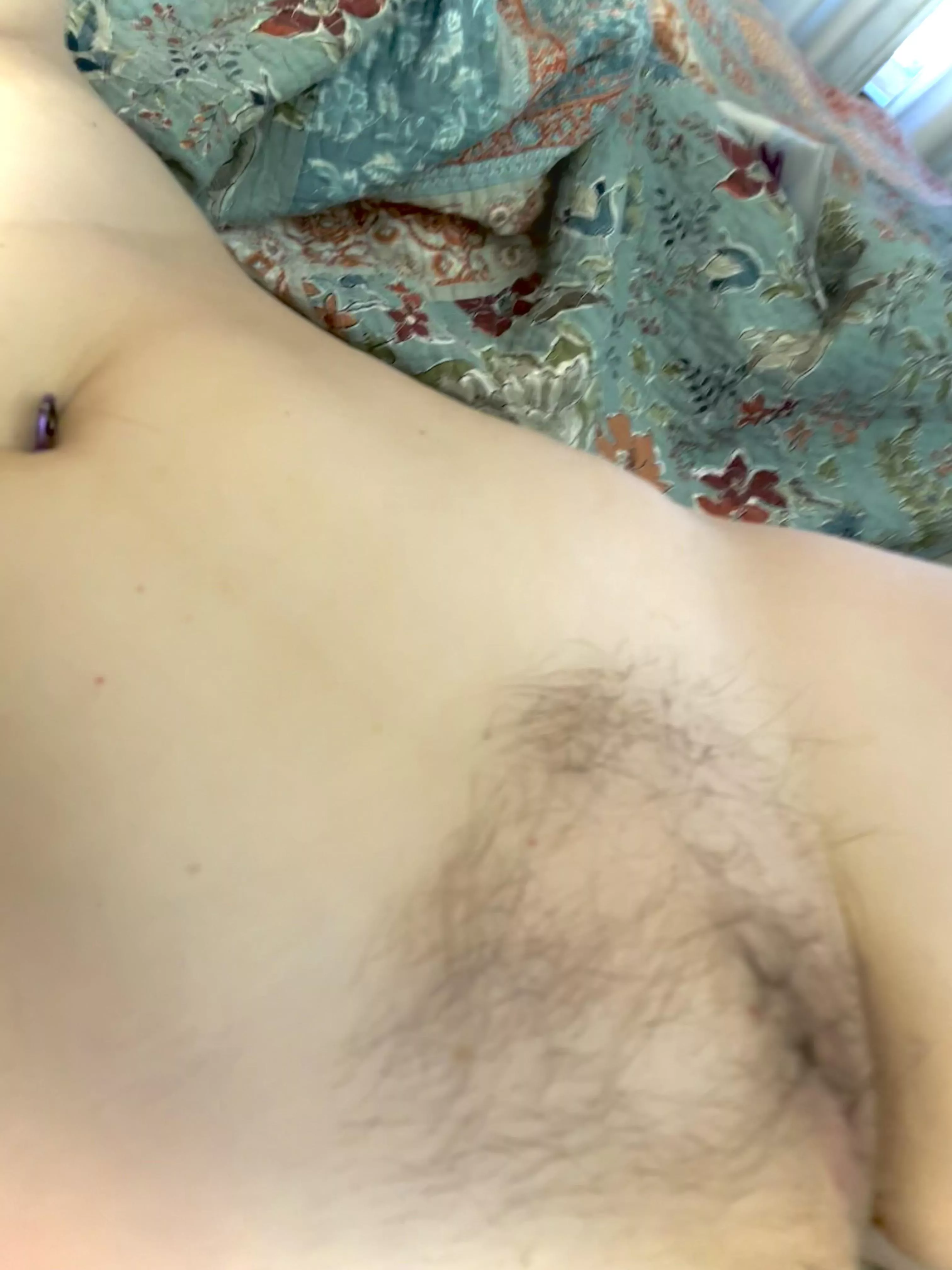 Hairy kissy and a fake bellybutton ring