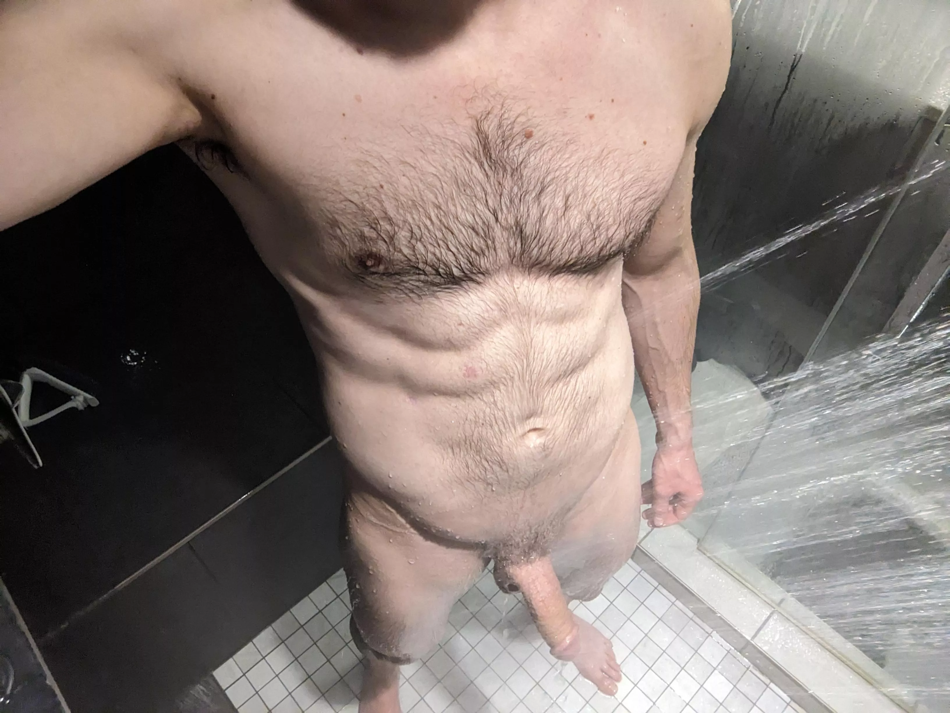 I am a man showering