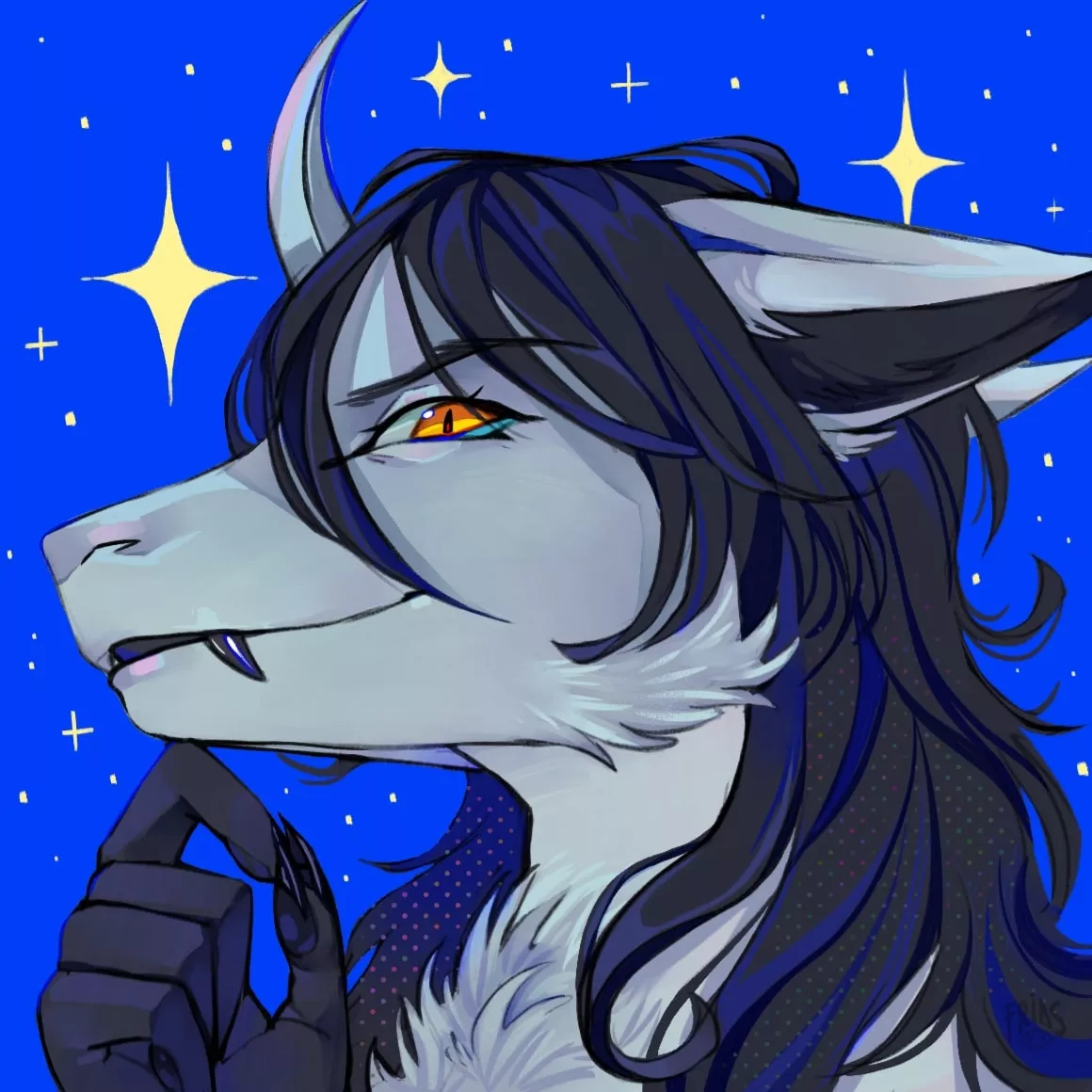 I made an icon with my sona 💙 she is a hybrid guess the species (by me)