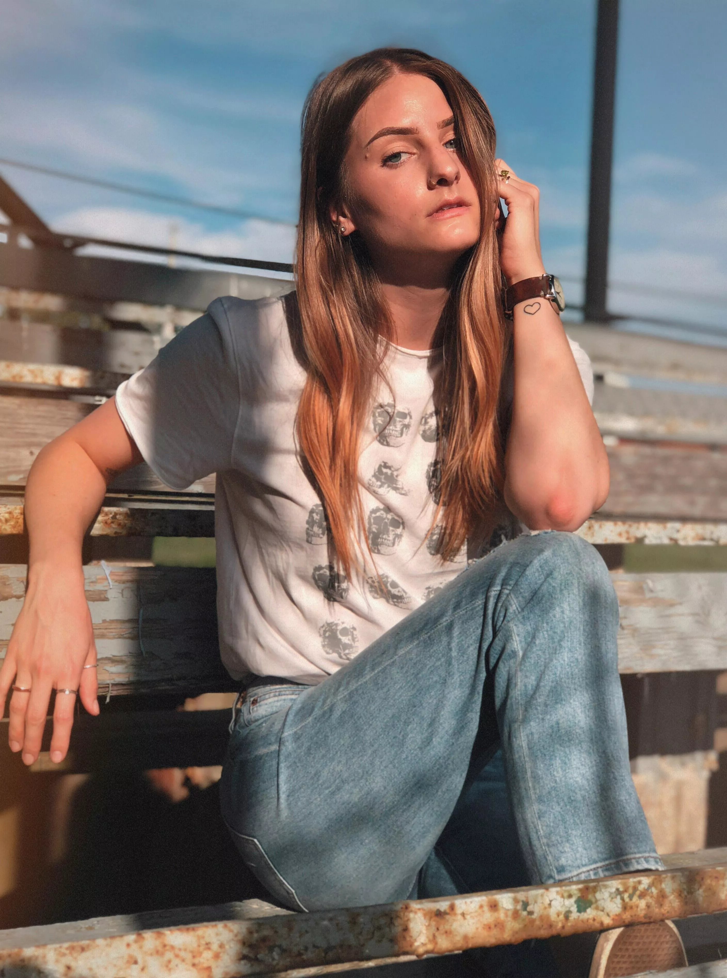 Jeans in an old ballpark