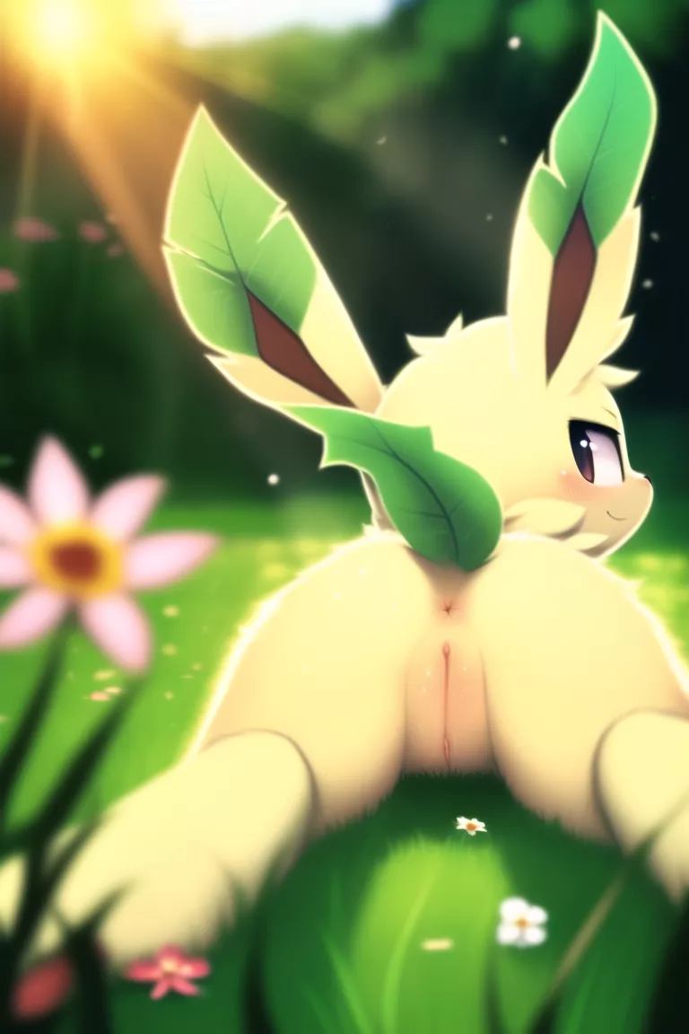 Leafeon is listening behind her... [F] (AI)
