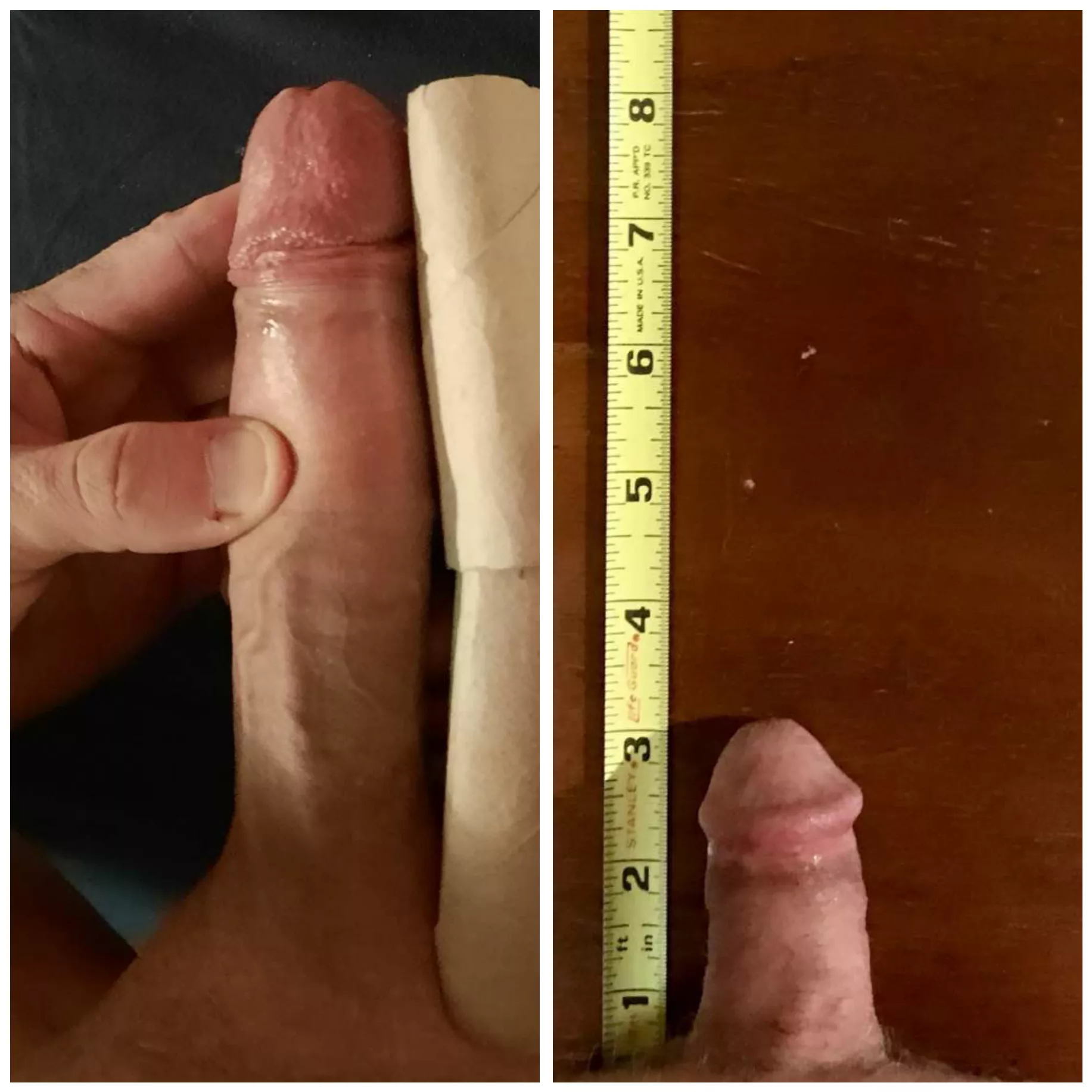 Me(left) vs. u/jamesblair47 compared hard 😁 Real man's cock and tiny dick
