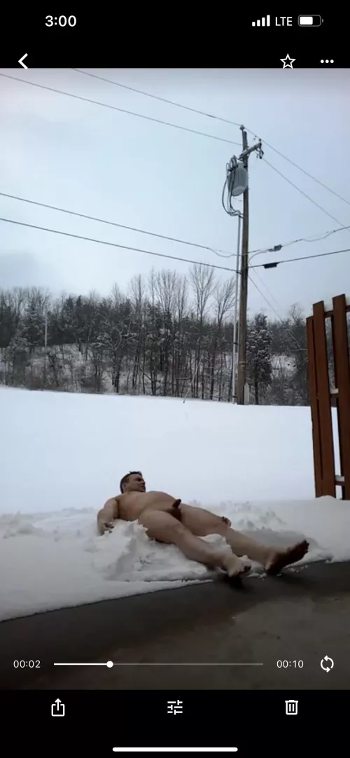 Naked snow angel
