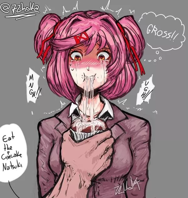 natsuki eating a cumcake