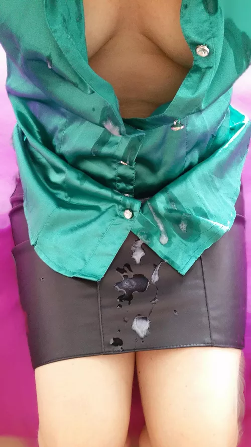 Satin, leather & cum x