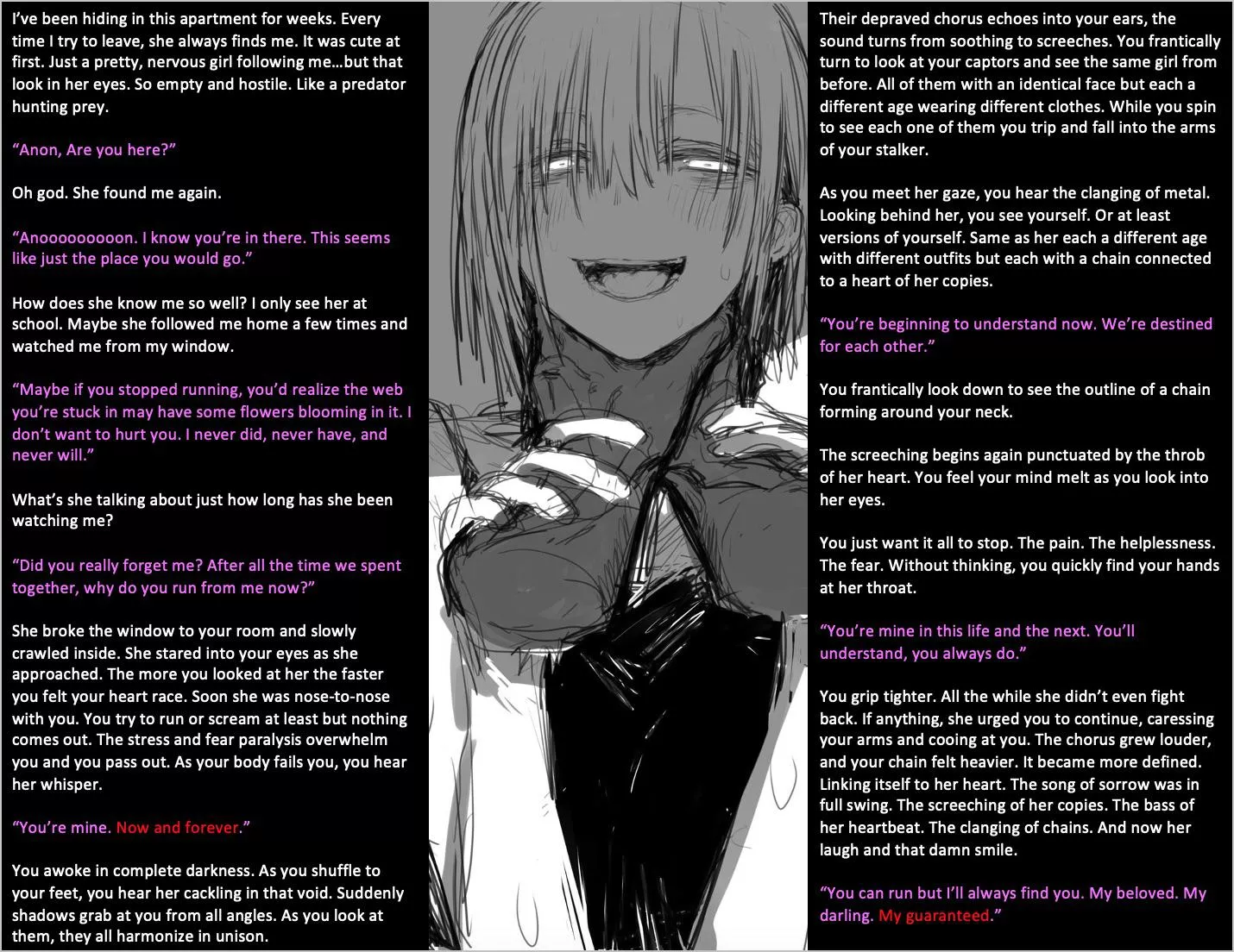 Trapped in her eternal web [Horror][Yandere][Implied Reincarnation][Choking]