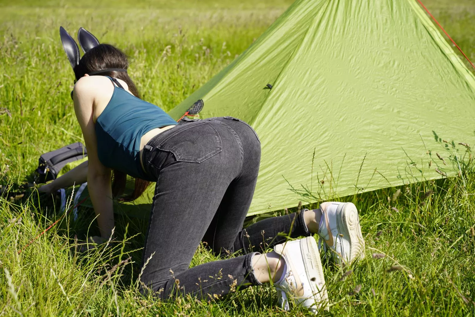 Would you stay over night in my tent ?(f)