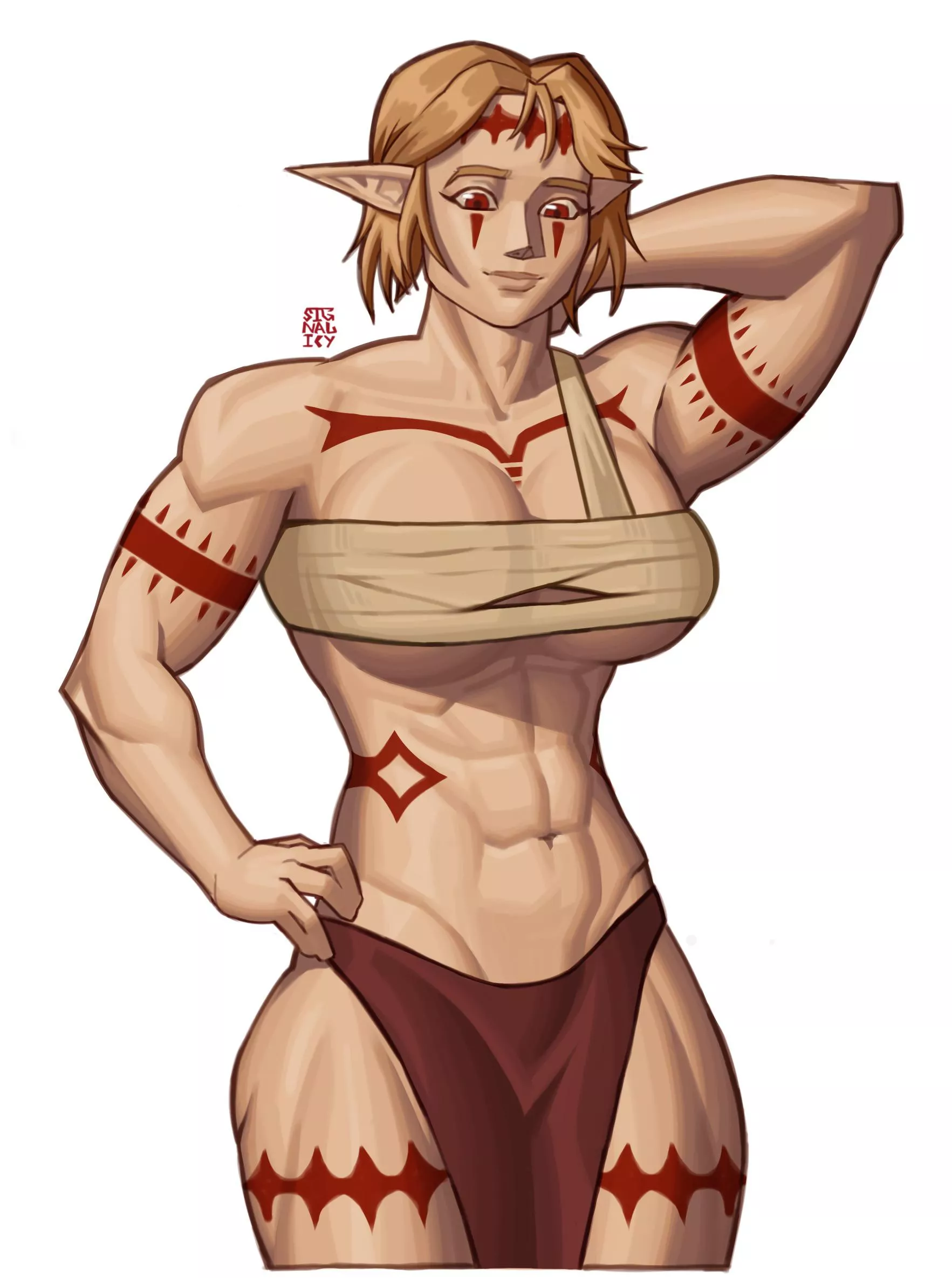 Buff Elf Warrior (redraw) (@Signal_Icy) [Original]