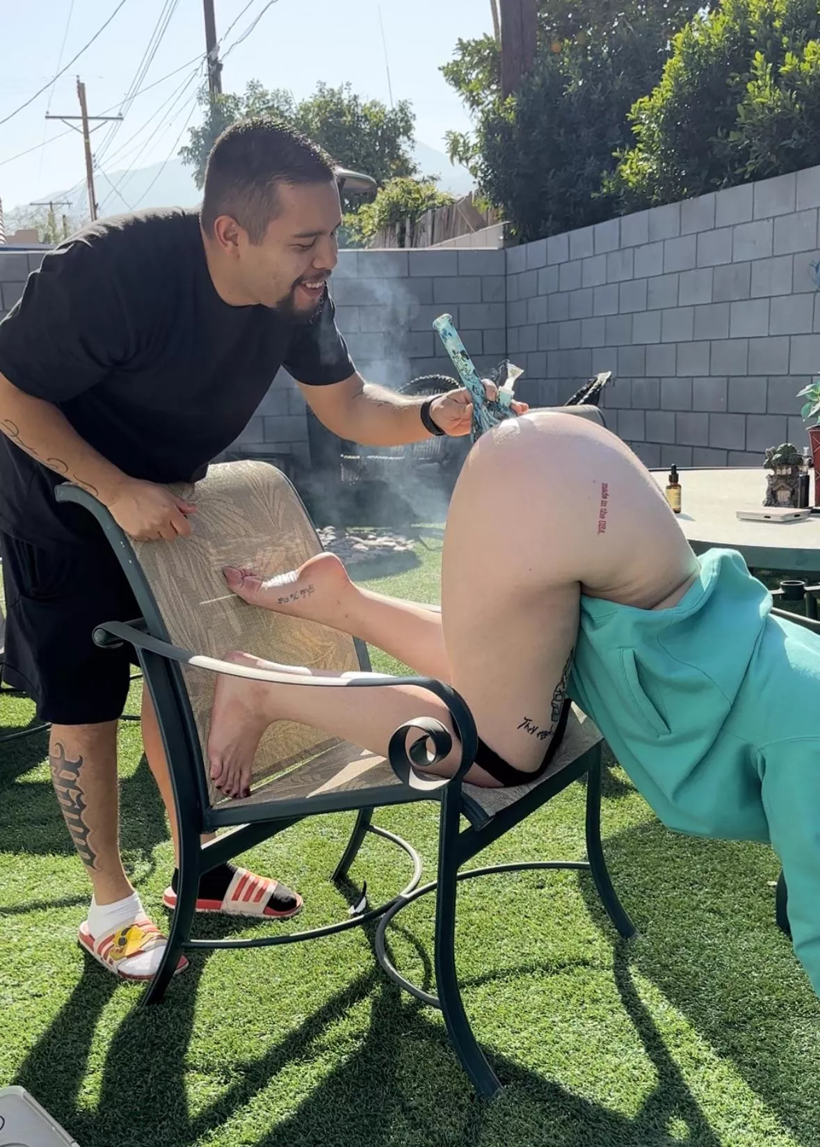 Butt bong: Keeping him happy AND high. 😁