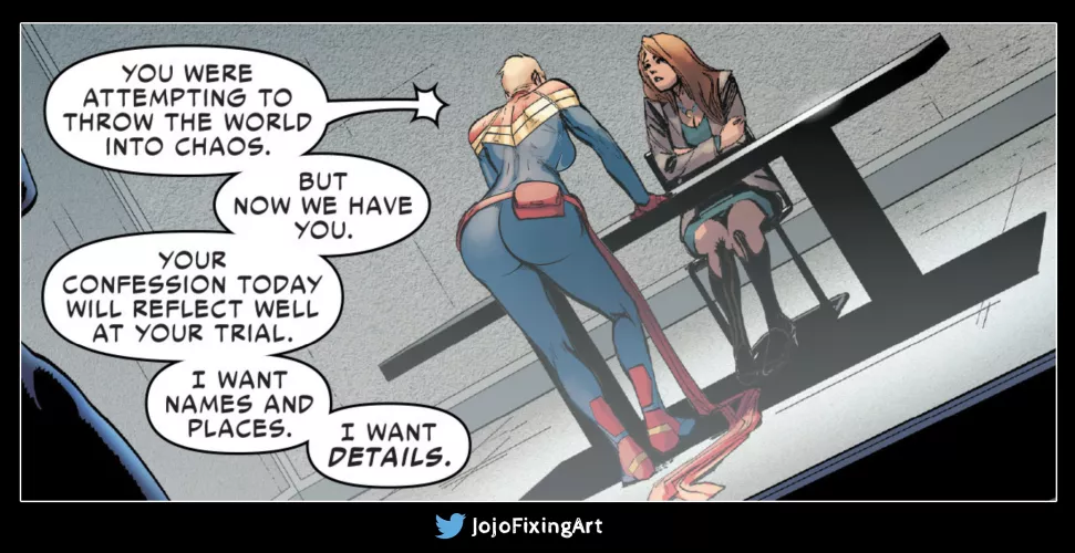 Captain Marvel interrogation [Civil War II#4] enhance by me