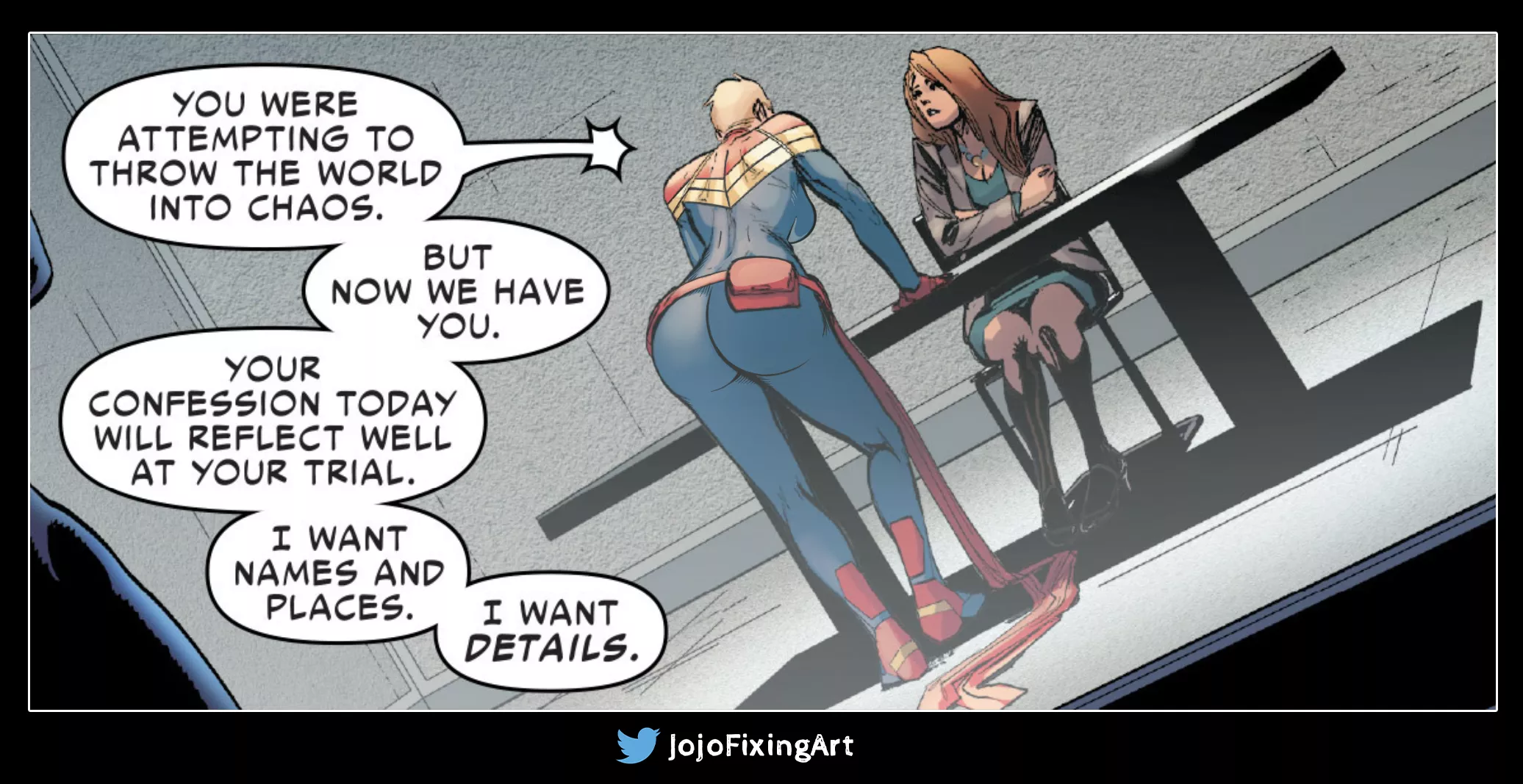 Captain Marvel interrogation [Civil War II#4] enhance by me