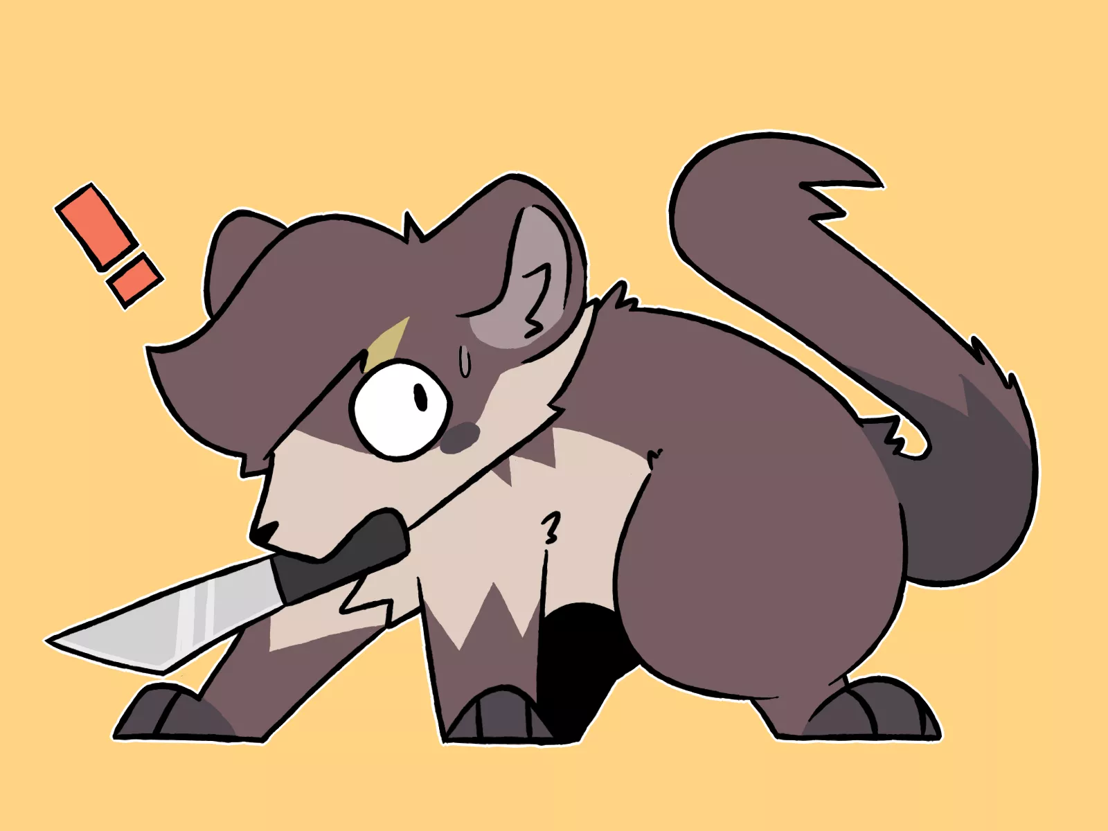 Caught 🐾🔪 (art by me, @sleepysartstash on twitter)