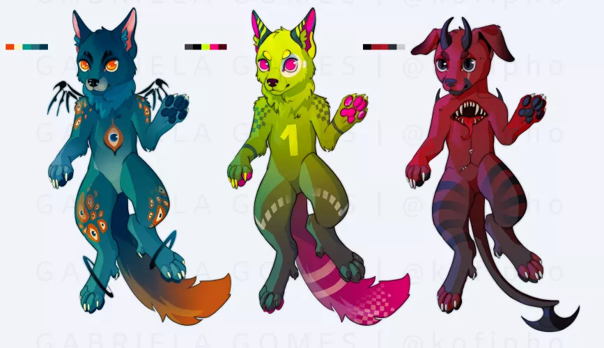 Hey, I want some opinion. I did those a while ago to sell as adoptables, but posted many times in different places (and with low prices!) and never received a offer. Is something wrong with them? With colors? IDK I started doing furry art a long time and