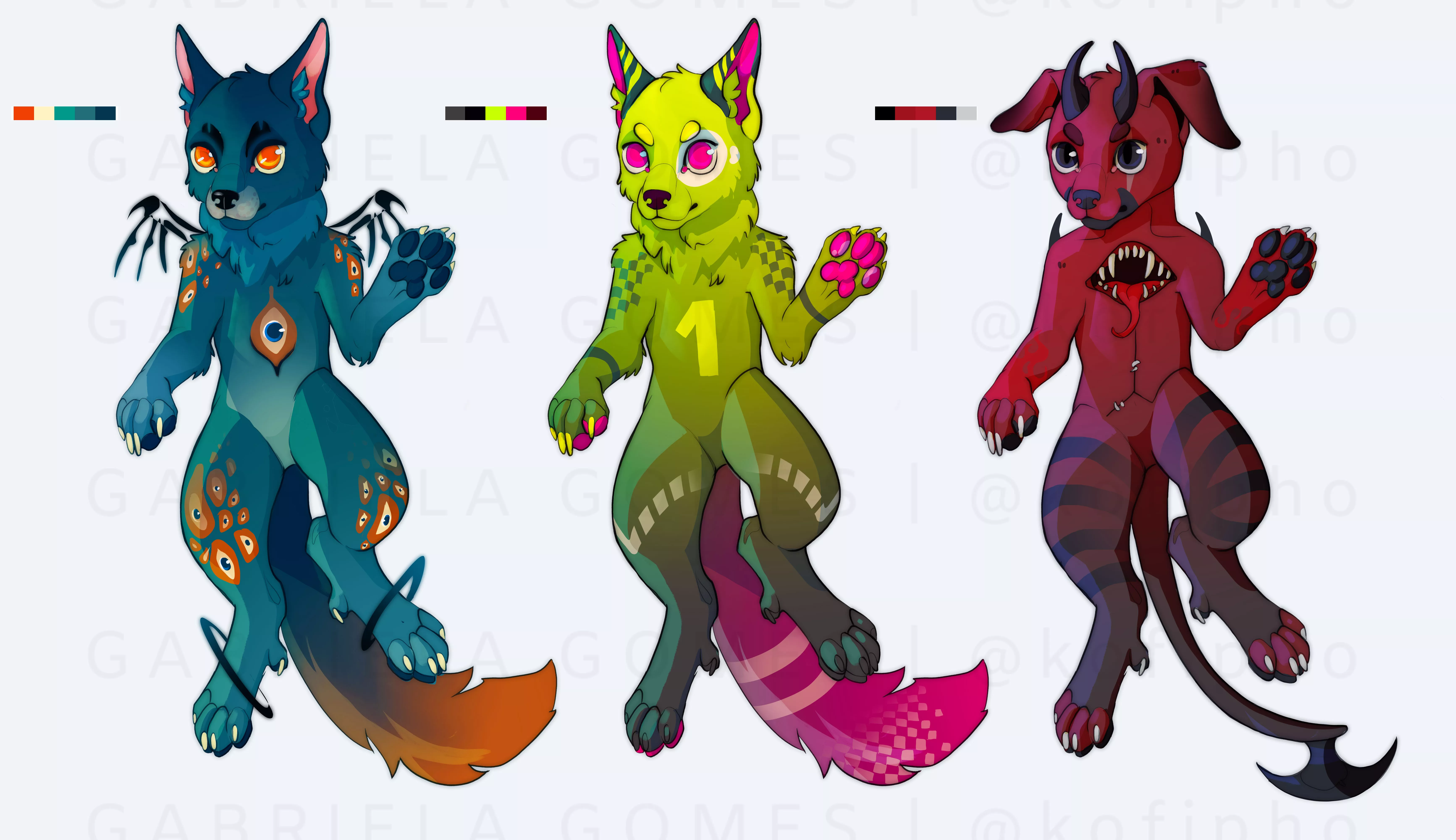 Hey, I want some opinion. I did those a while ago to sell as adoptables, but posted many times in different places (and with low prices!) and never received a offer. Is something wrong with them? With colors? IDK I started doing furry art a long time and
