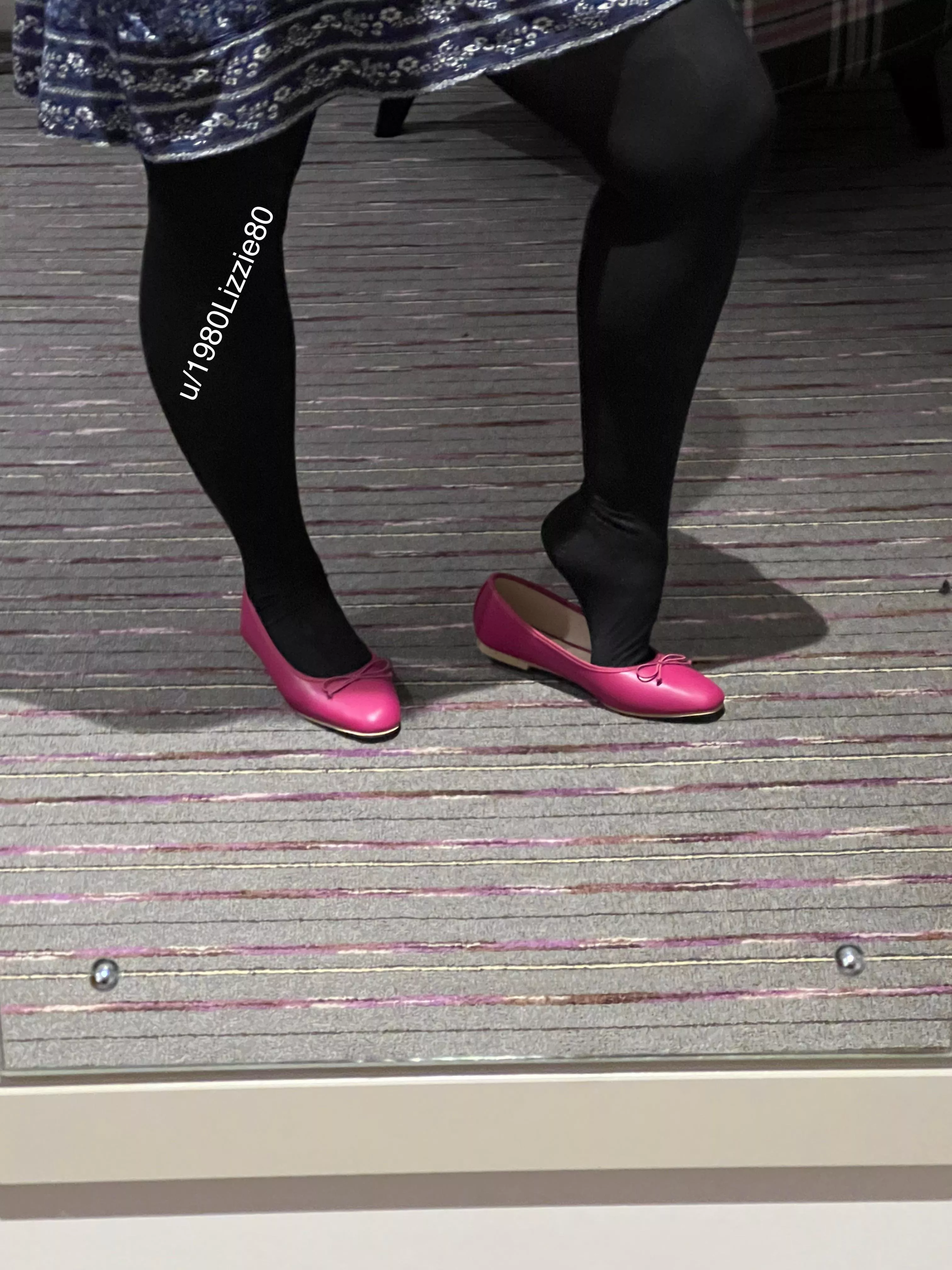 Love how my black tights look with my pink flats