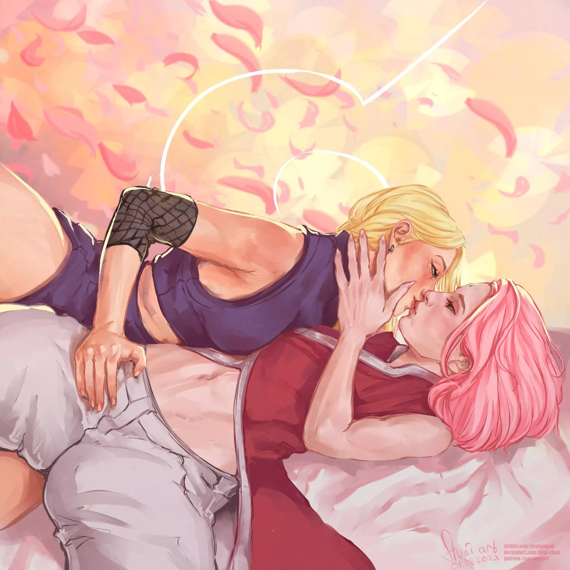 Lovers bonding amongst the petals (Sakura x Ino)