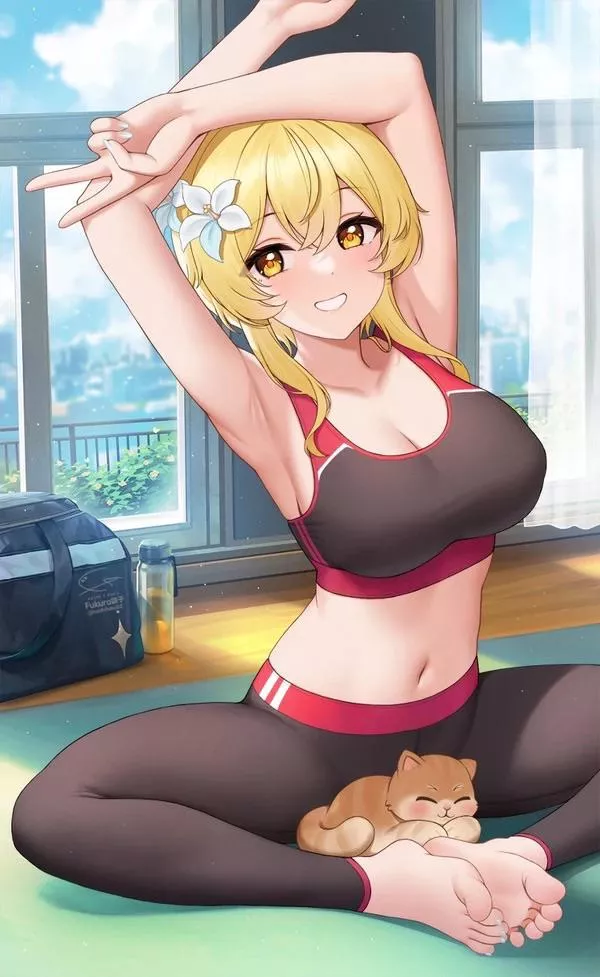 Lumine in workout gear [Genshin Impact]