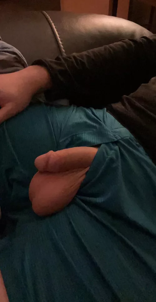 My softie just lays on my balls when I’m sitting down