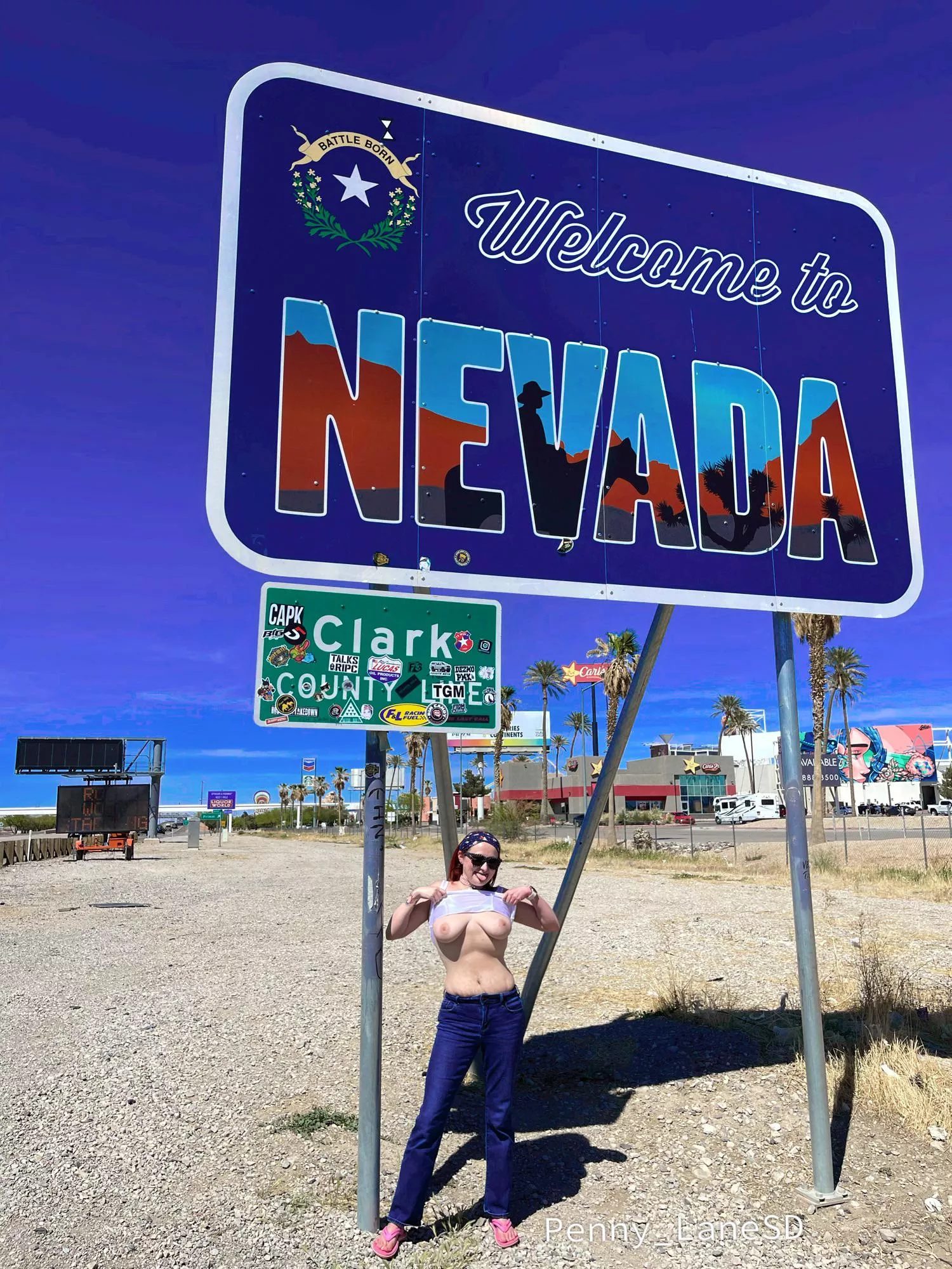 Pulling into Sin City for some weekend fun. May have gotten a few honks for this one.