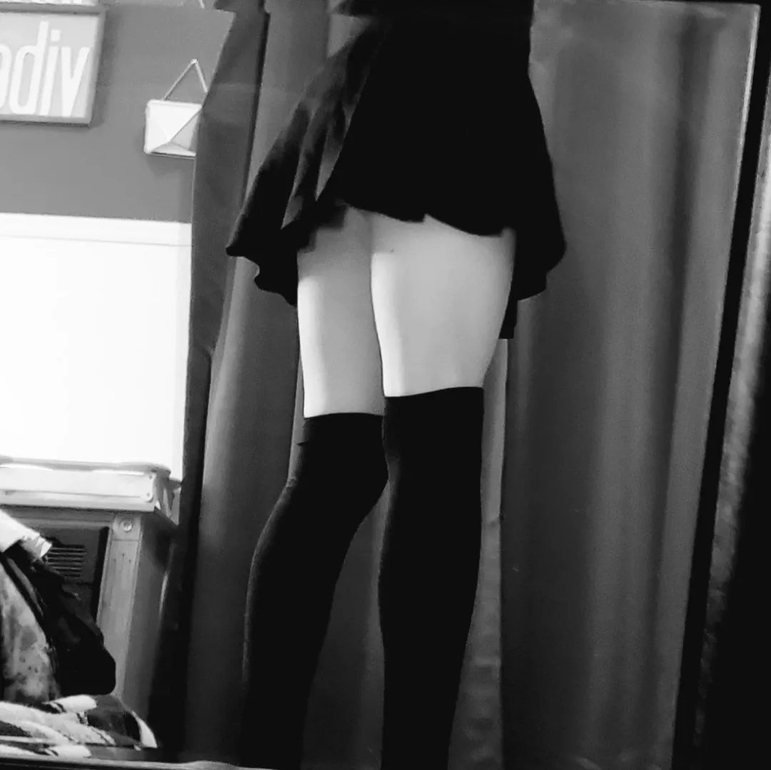 Thigh highs and skirt, hope you enjoy my upcoming pictures!