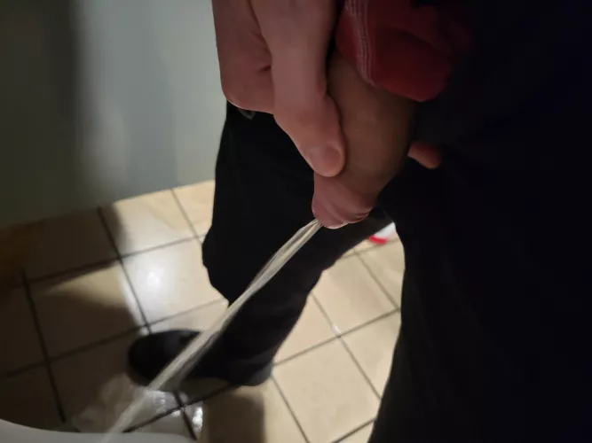 Training my houseboy to be less bashful when he pisses.