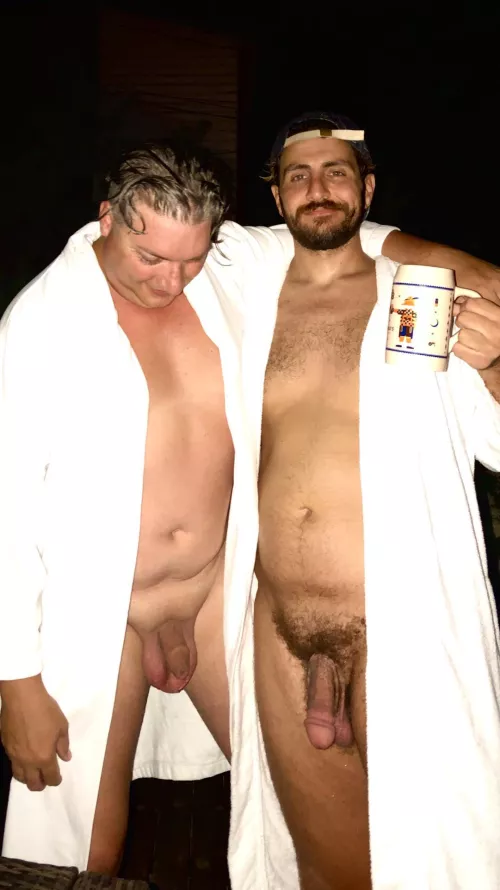 Two guys and a hot tub
