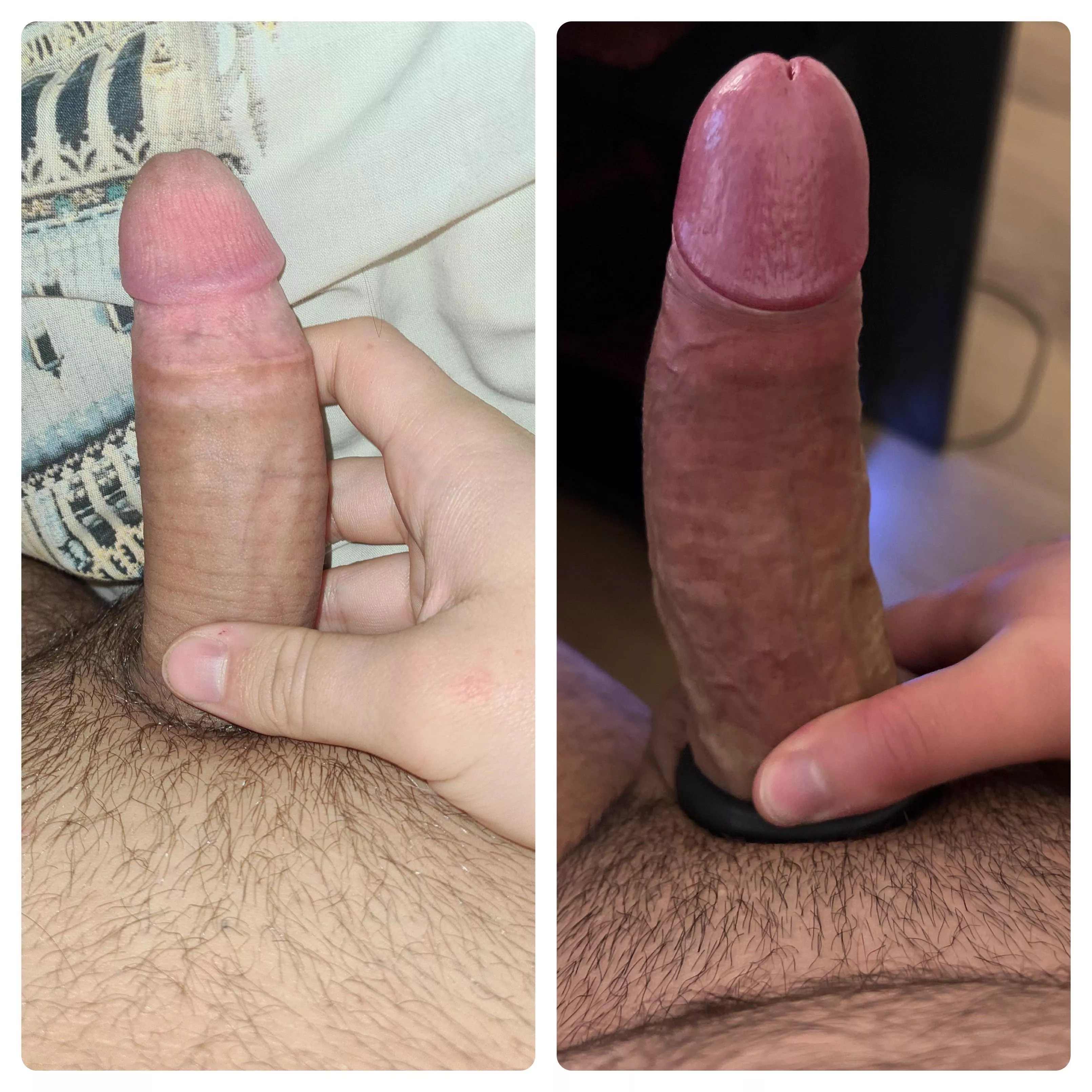 Comparison with u/Born_Standard7646 (left). I got him beat by a lot