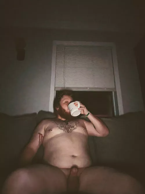 It's never too cold for naked couch coffee!