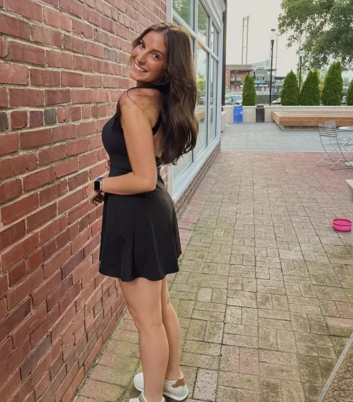 Little black dress on college girl. IRTR