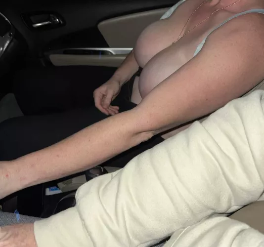 Making the car ride interesting for husband and passing cars.