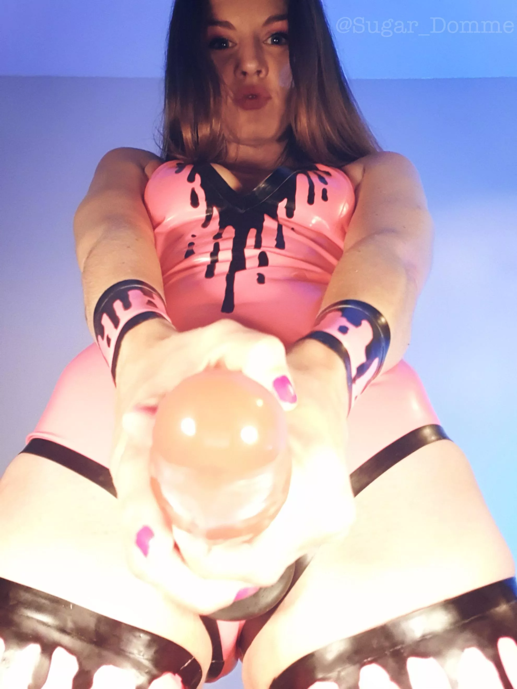 Pink Shiny Latex & A Pink Shiny Cock