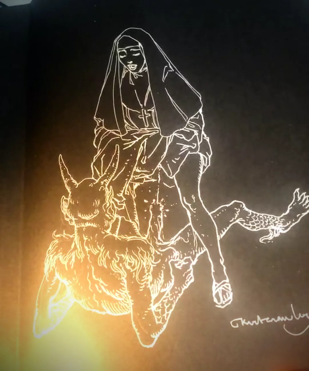 Pissing on the devil's dick, sketch by KerbCrawlerGhost