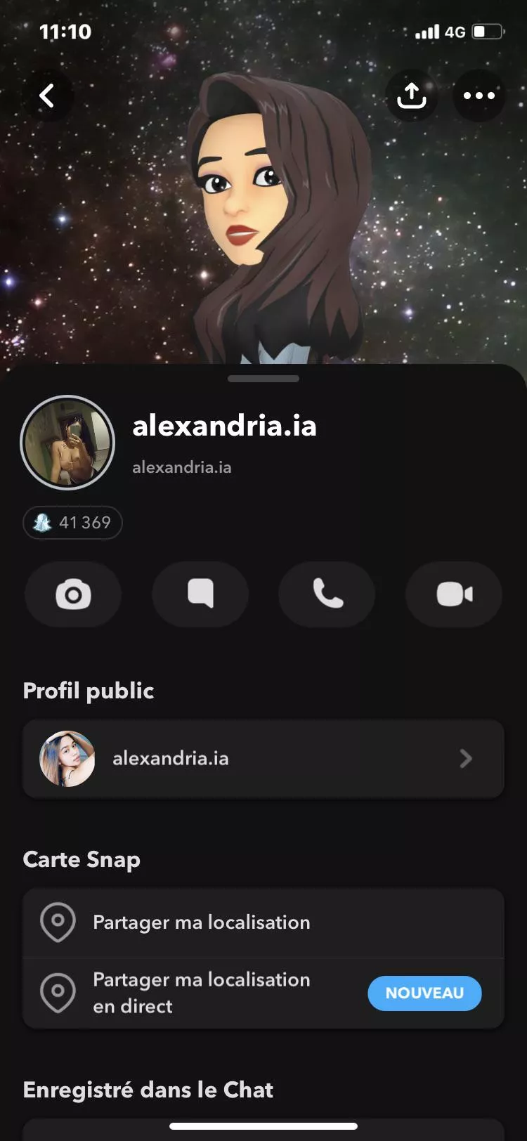 she send add her SC: alexandria.ia