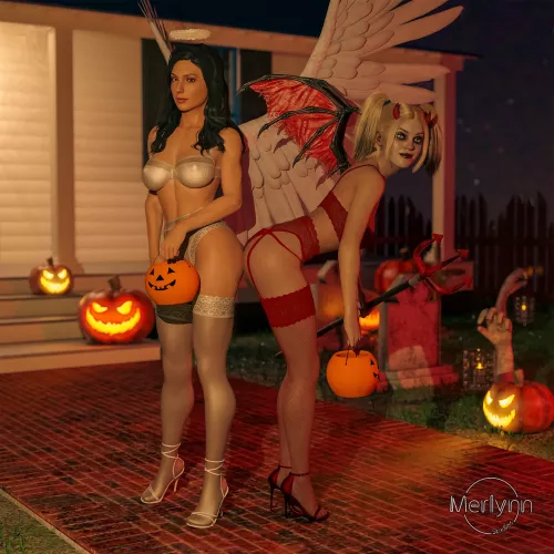 Wonder Woman & Harley Quinn Sluttly Halloween Outfit (MerlynnStudios) [DC]