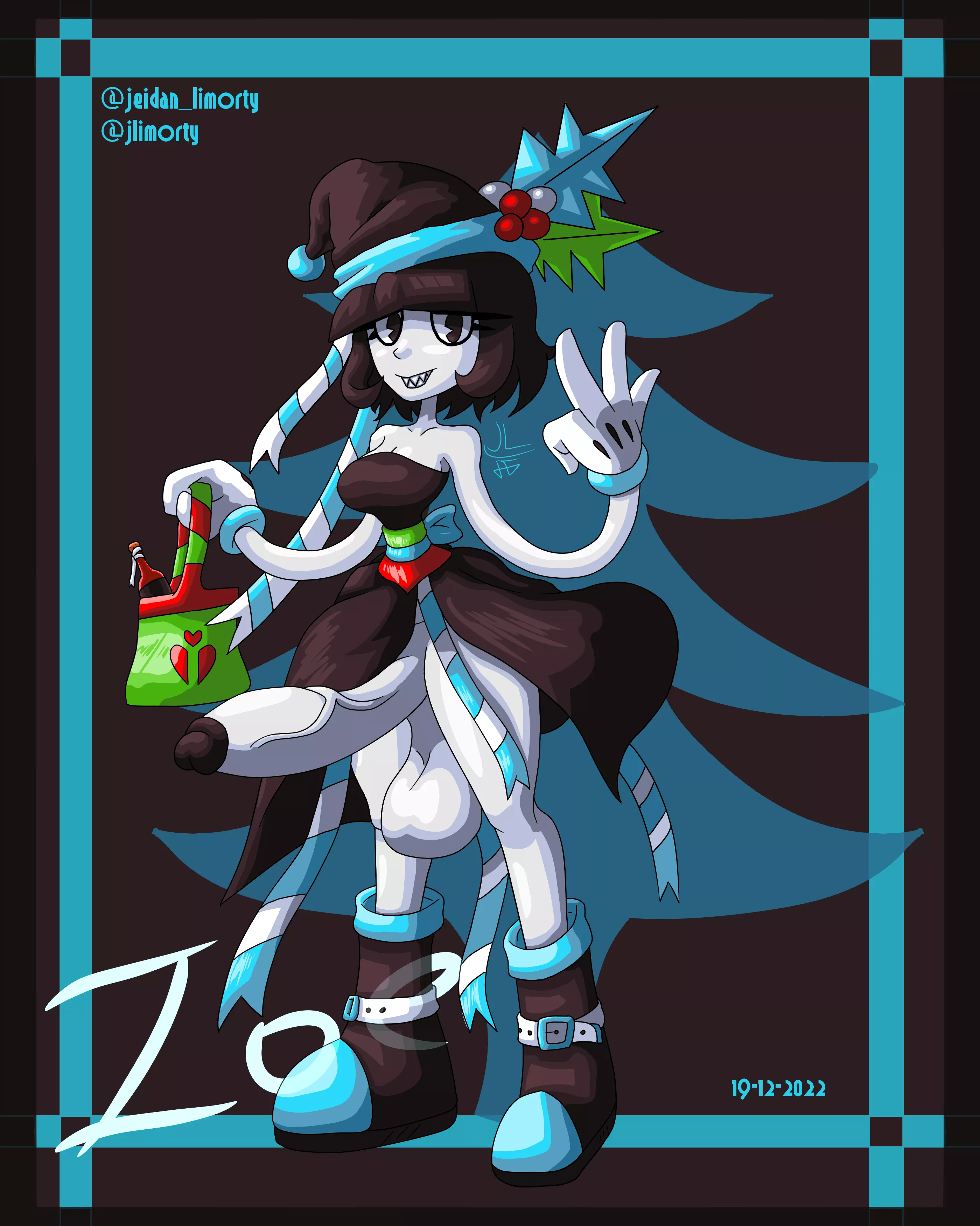 a cartoony christmas lady